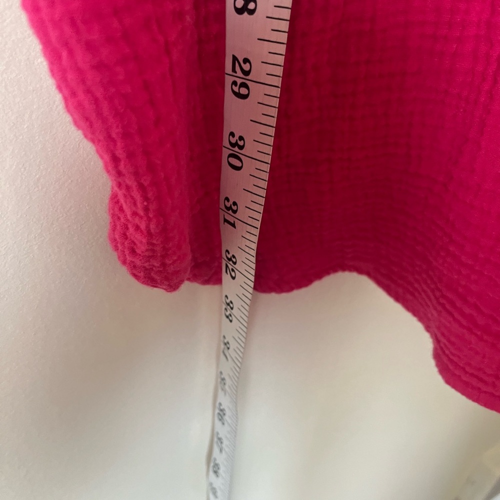 Relaxed beachy summer cotton Button-Down Tunic in Bright Fuchsia S - Picture 5 of 6